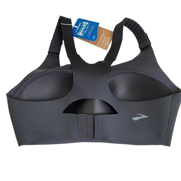 Brooks Size 44D Dare Racerback Supportive Sports Bra High Impact Support Black - Picture 2 of 8